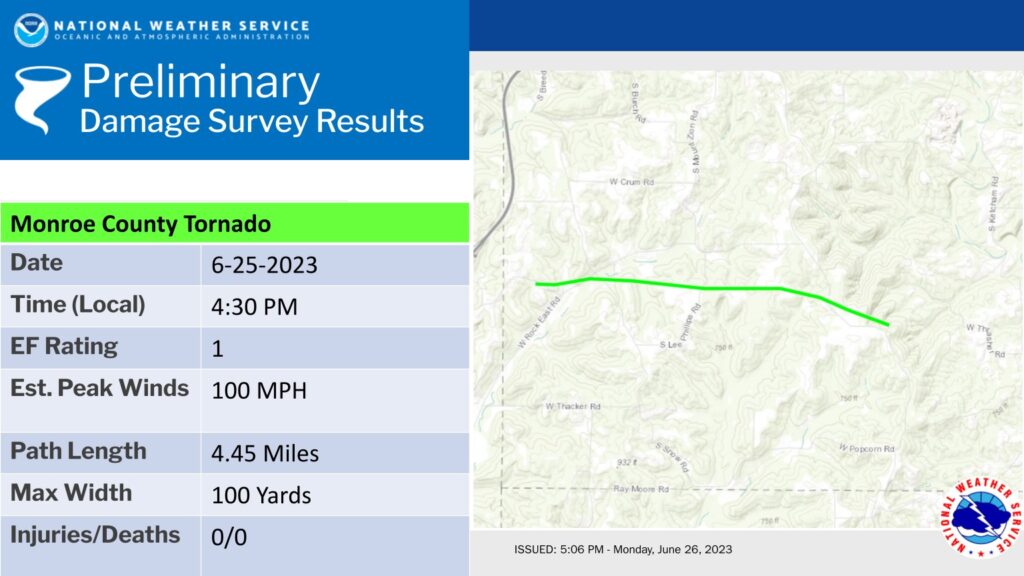 Monroe County Tornado damage survey