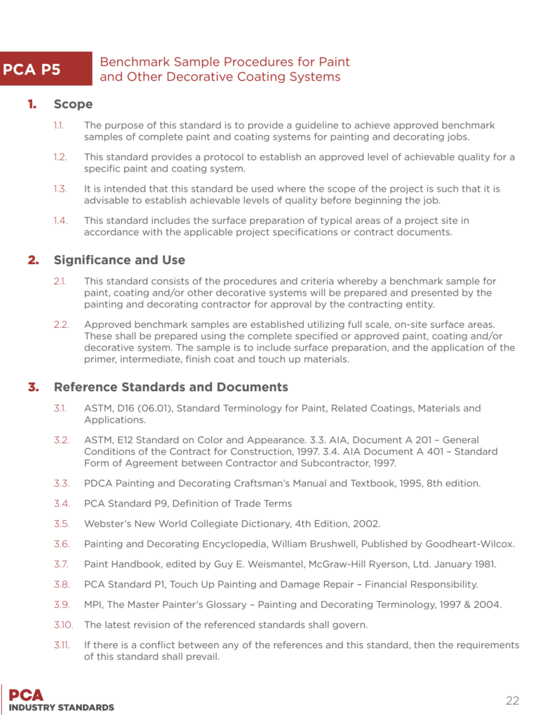 Understanding PCA Standard P5 for Benchmark Sample Procedures in Paint