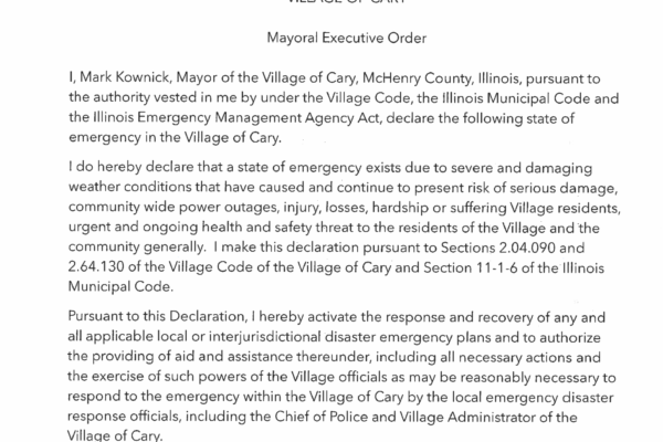 Cary IL Declaration of Emergency