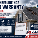 GAF Timberline HDZ wind warranty in Illinois showing roof wind damage, installation checklist, nail placement, GAF accessories, and warranty documentation.