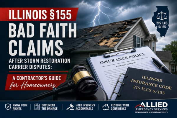 Illinois Section 155 bad faith insurance claims after storm restoration carrier disputes for homeowners