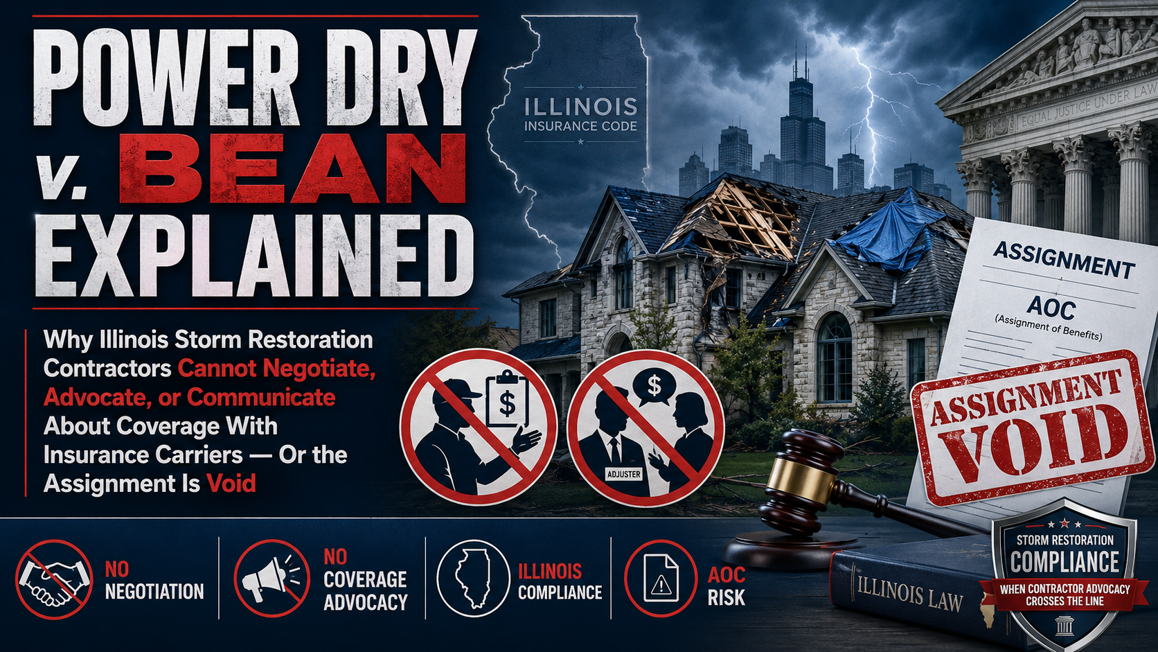 Power Dry of Chicago v. Bean 2022 IL App 2d 210043 Illinois Appellate Court Second District case analysis - Allied Emergency Services licensed roofing contractor AOC compliance review