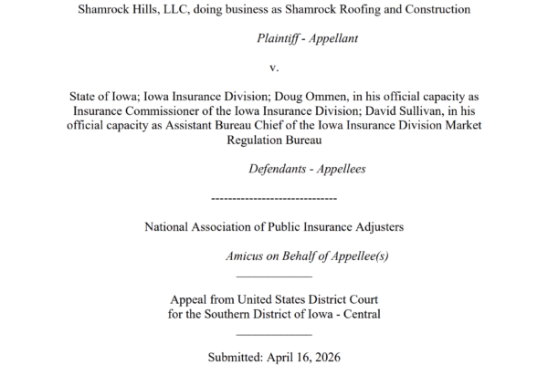 the Eighth Circuit's ruling in Shamrock Hills v. Iowa on contractor free speech and public adjuster licensing law
